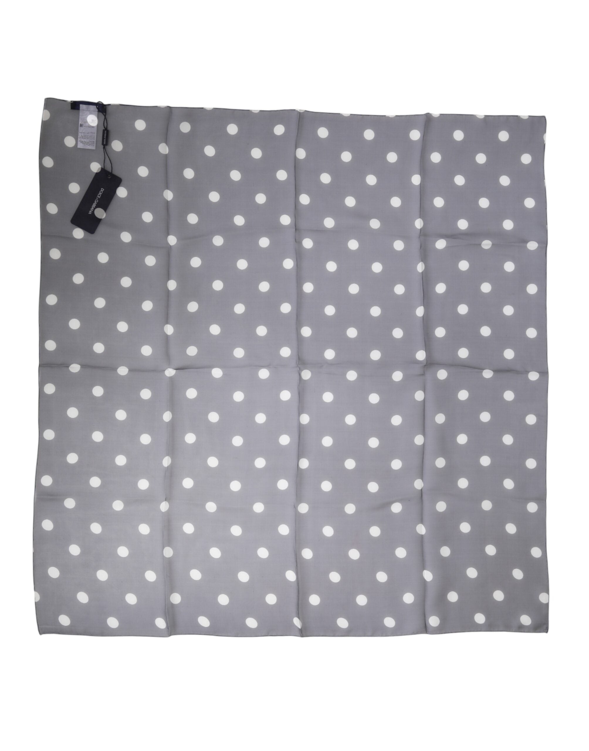Dolce & Gabbana Blue Polka Dot Silk Square Foulard 91.5cm x 89.5cm Scarf