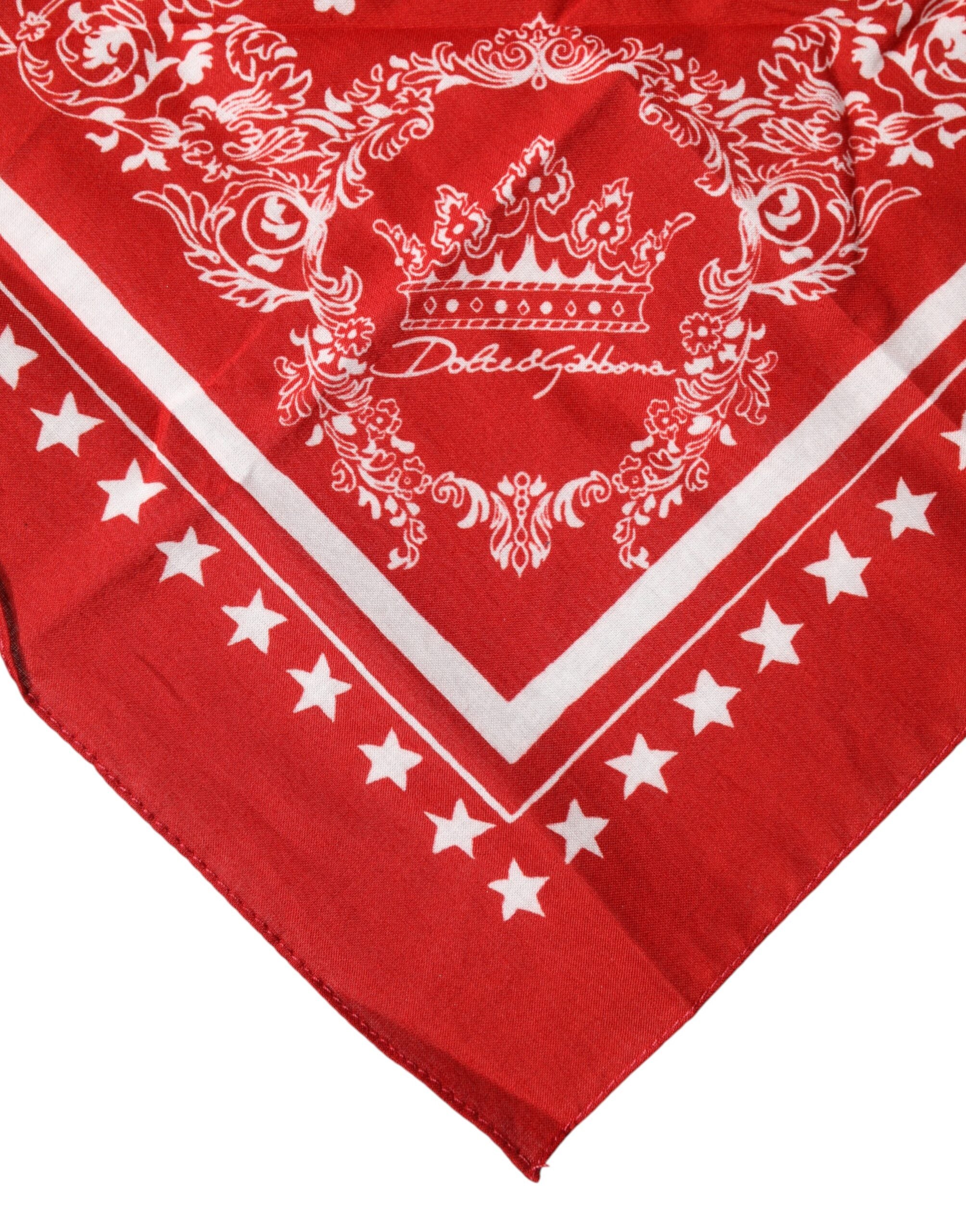 Dolce & Gabbana Red DG Sacred Heart Cotton Foulard 51cm x 49cm Scarf