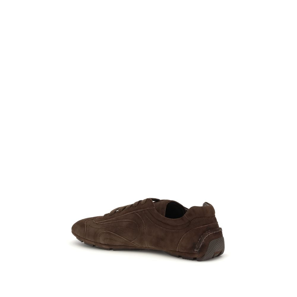Prada Braune Kalbsleder Bos Taurus Sportliche Sneaker