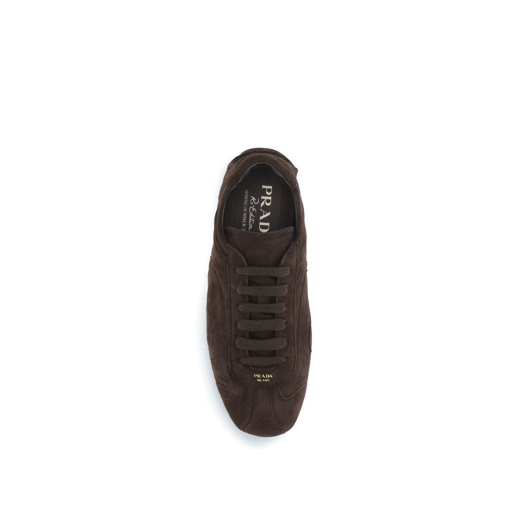 Prada Braune Kalbsleder Bos Taurus Sportliche Sneaker