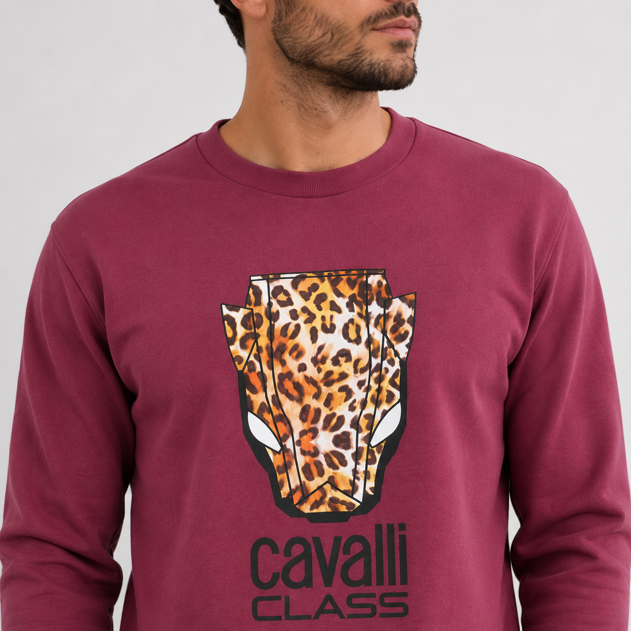 Cavalli Class Graues Herren-Sweatshirt aus Polyester