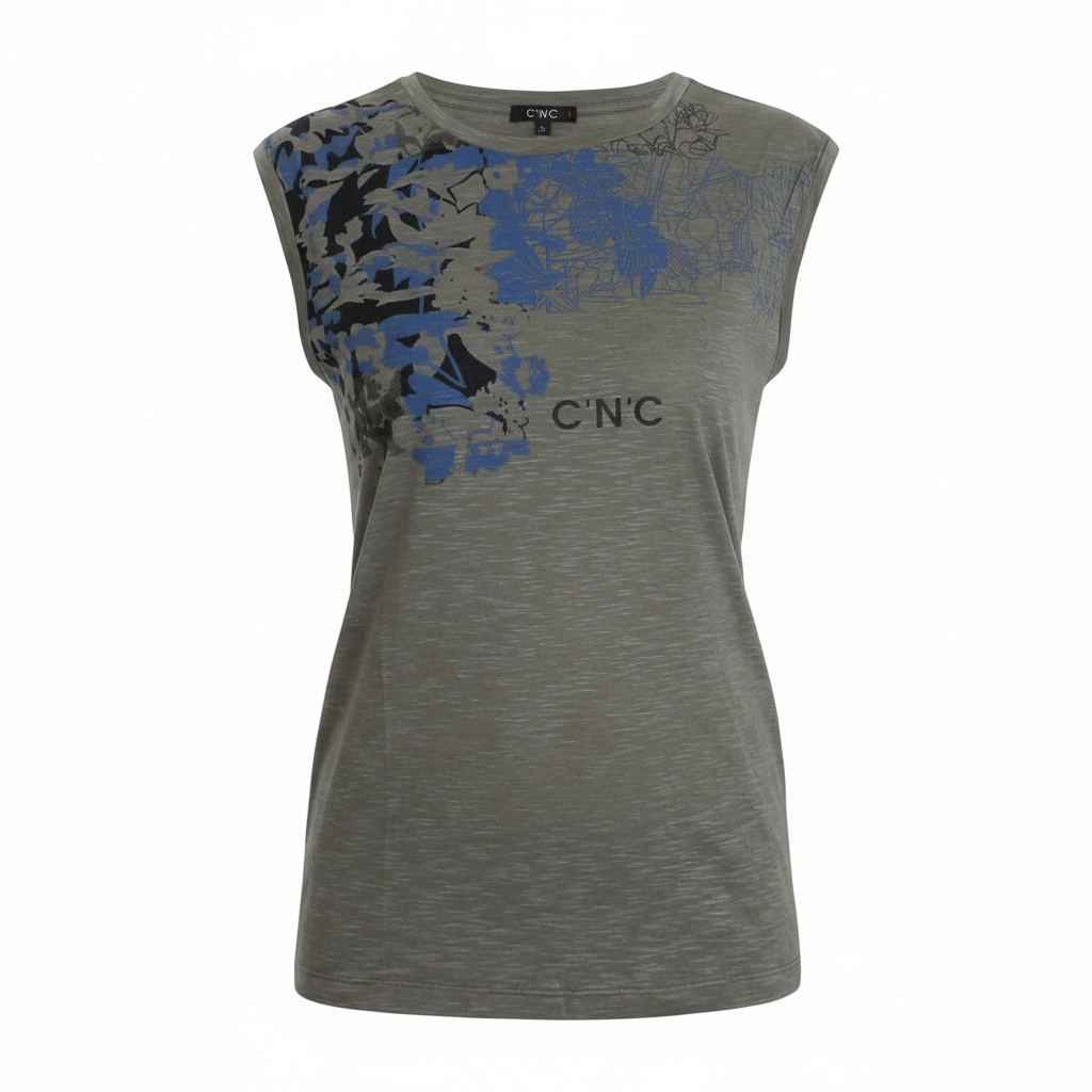 Costume National Gray print sleeveless t-shirt