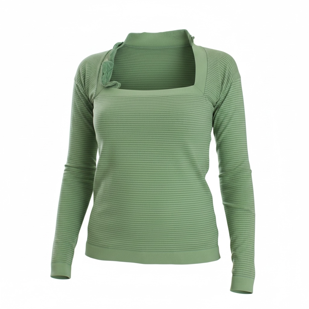 Ermanno Scervino Green Wool Blend Striped Long Sleeve Sweater