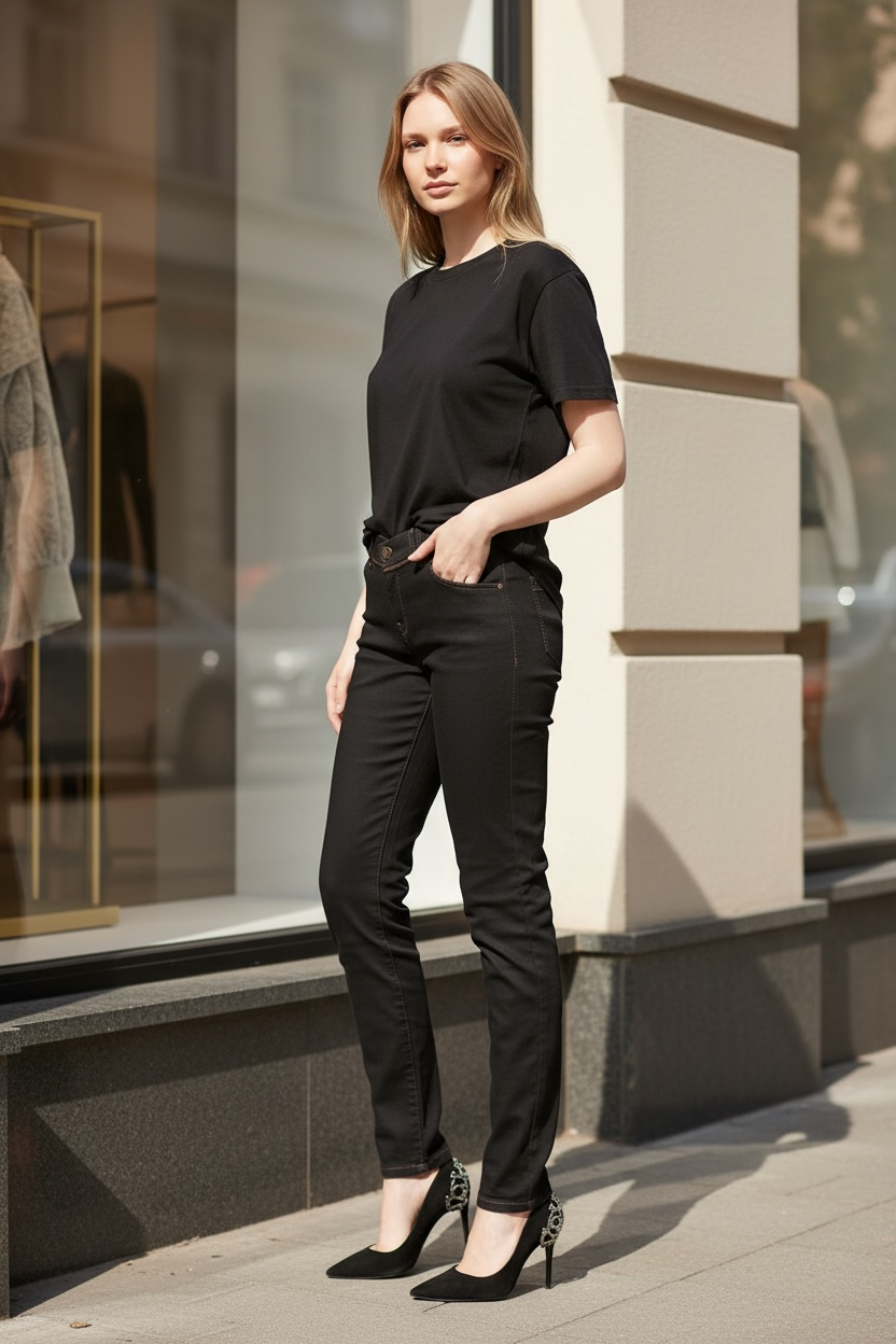 John Galliano Cotton Black Mid Waist Skinny Denim Jeans