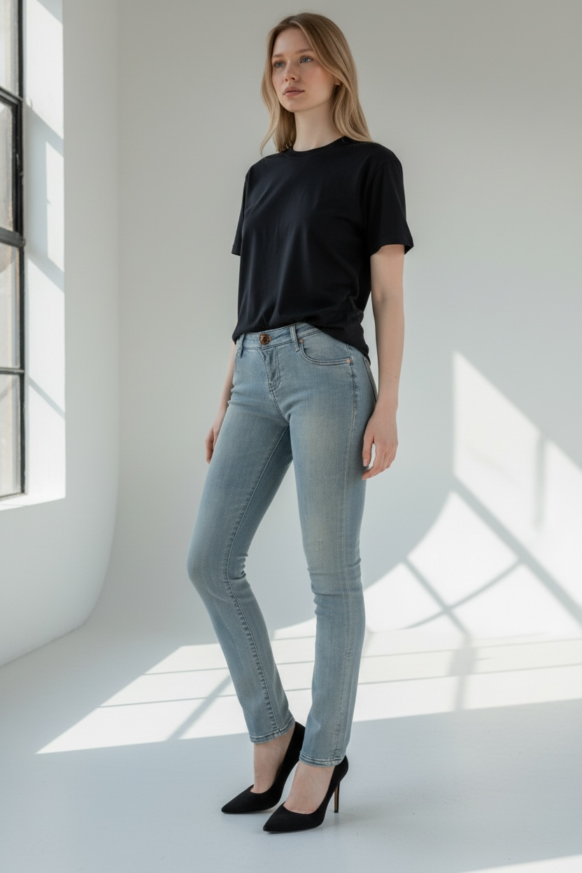 PLEIN SUD Light Blue Washed Mid Waist Skinny Denim Jeans