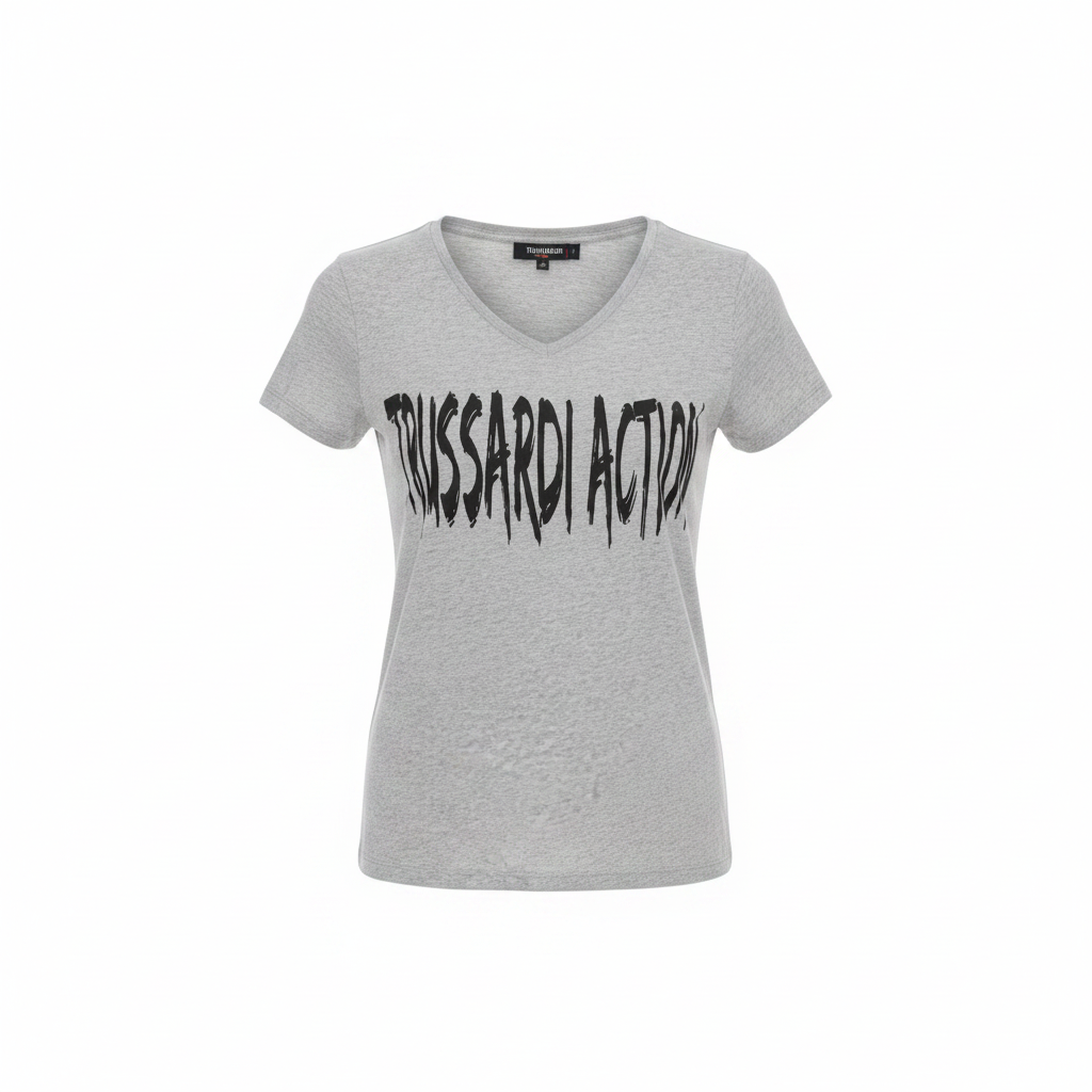 Trussardi Action Graues Baumwoll-Damen-T-Shirt