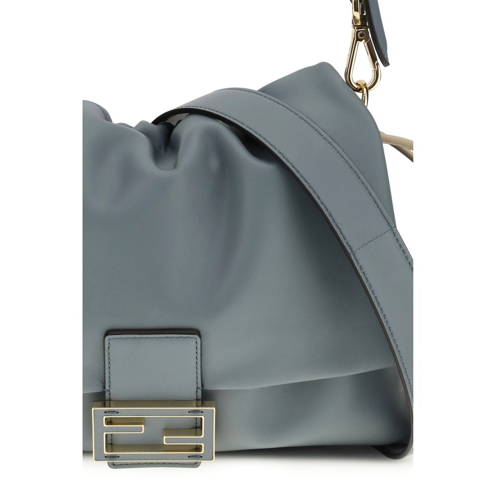 Fendi Light Blue Calf Leather Bos Taurus Shoulder Bag