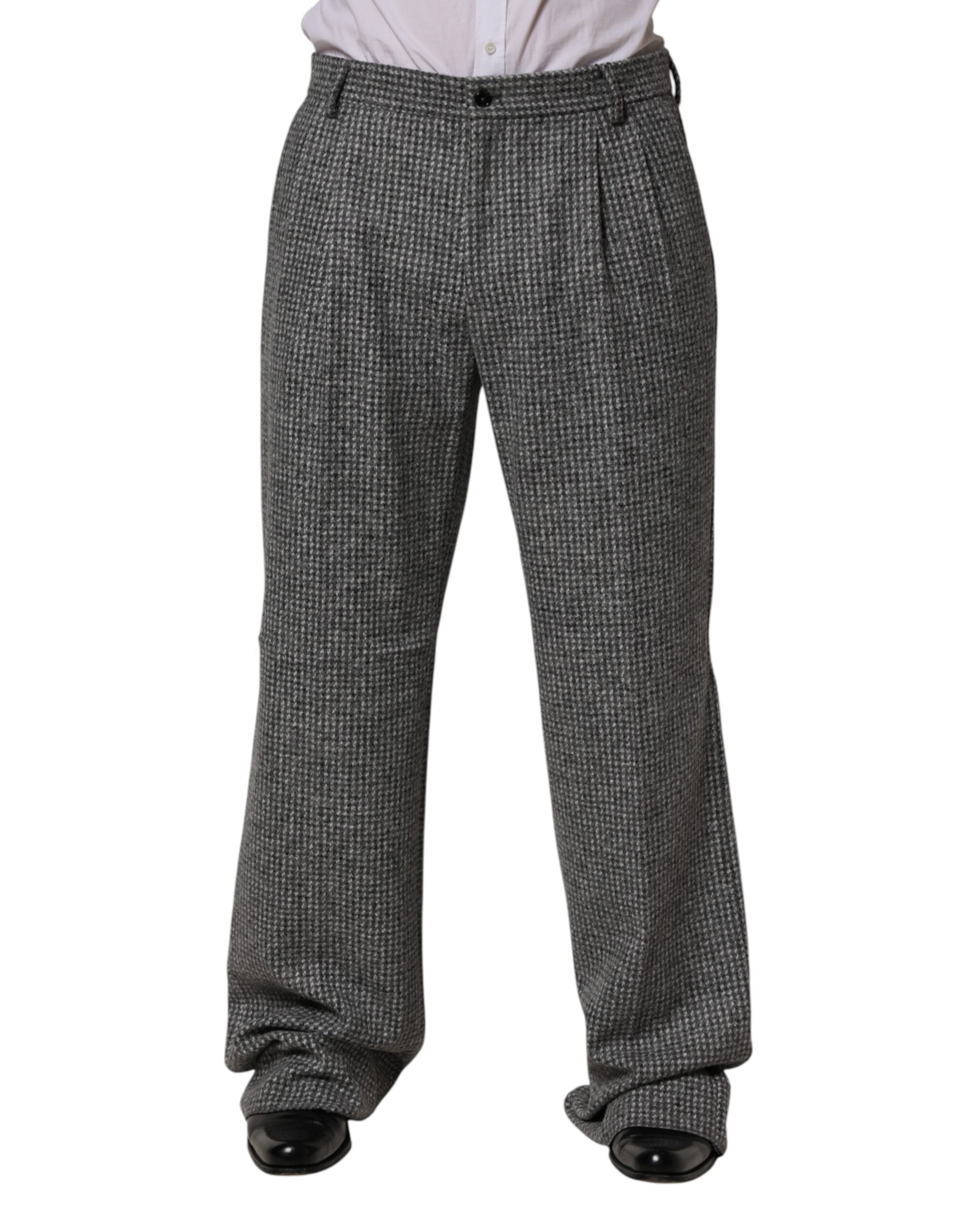 Dolce & Gabbana Gray Houndstooth Straight Dress Trouser Pants