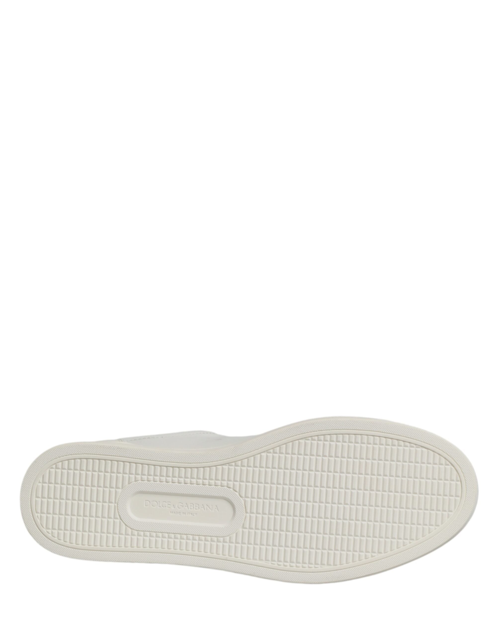 Dolce & Gabbana White Leather Sacred Heart Patch Sneakers Shoes