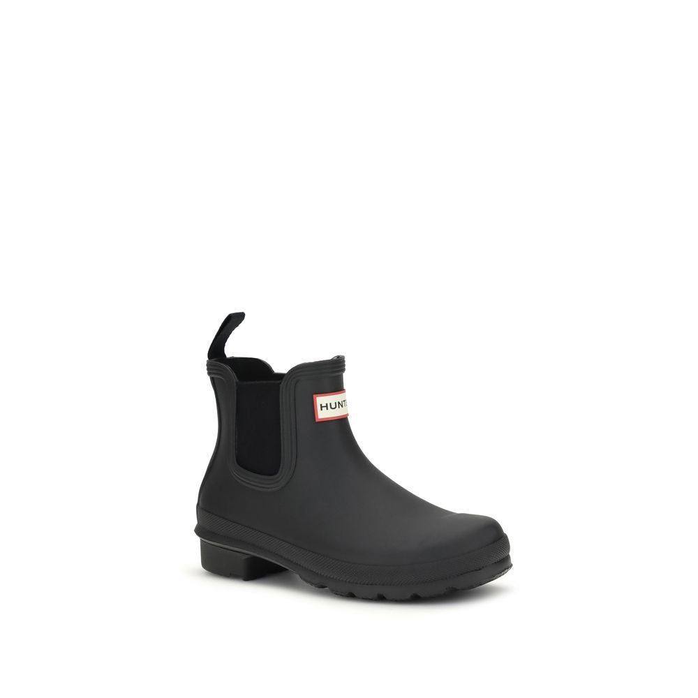 Hunter Black Rubber Ankle Boots