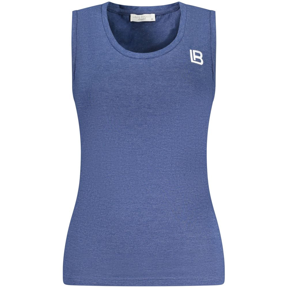 Laura Biagiotti Blue Cotton Sleeveles T-Shirt
