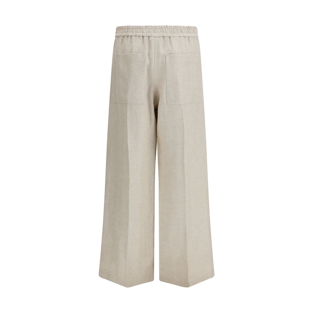 Brunello Cucinelli Beige Linen Casual Pants