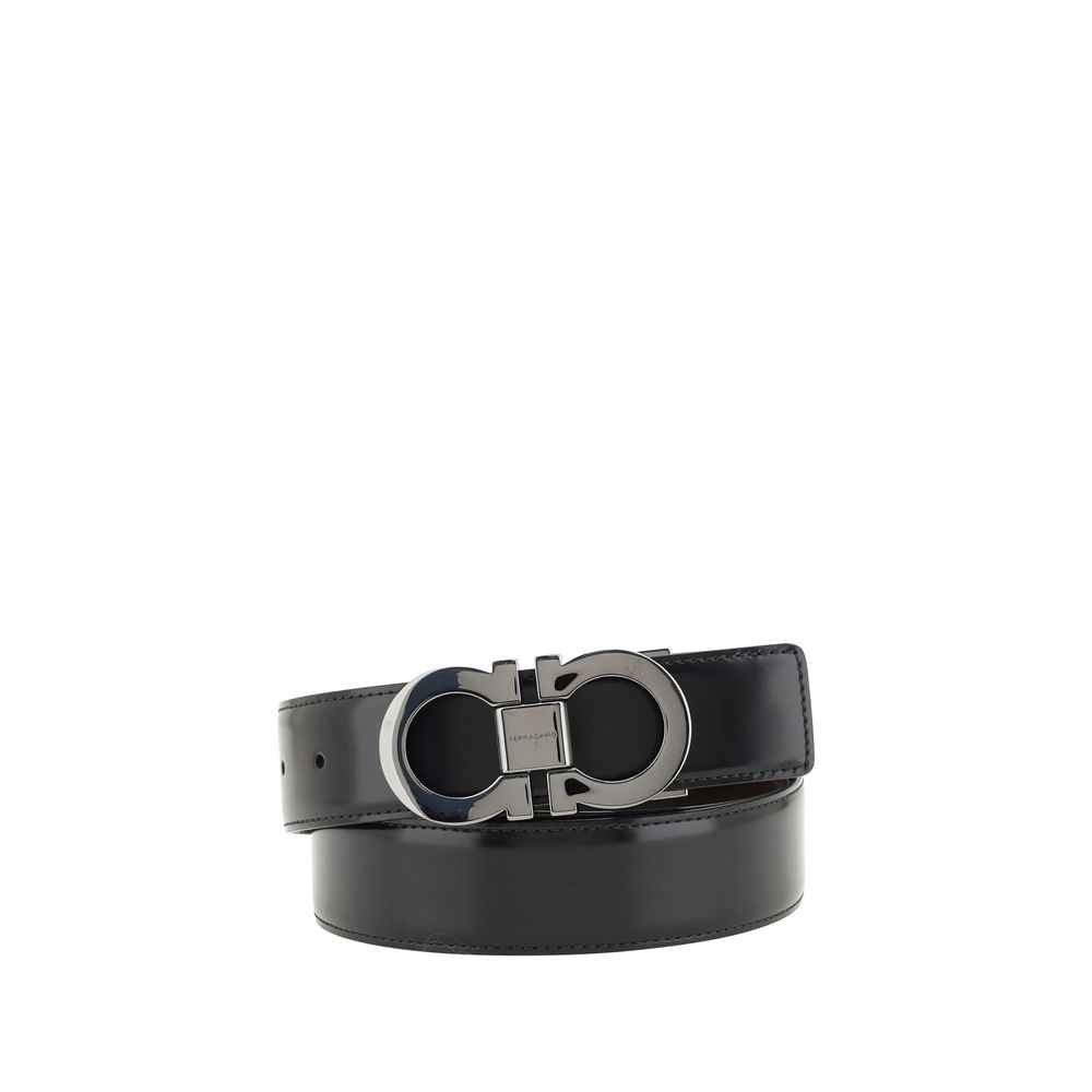 Ferragamo Black Calf Leather Bos Taurus Regular Belt