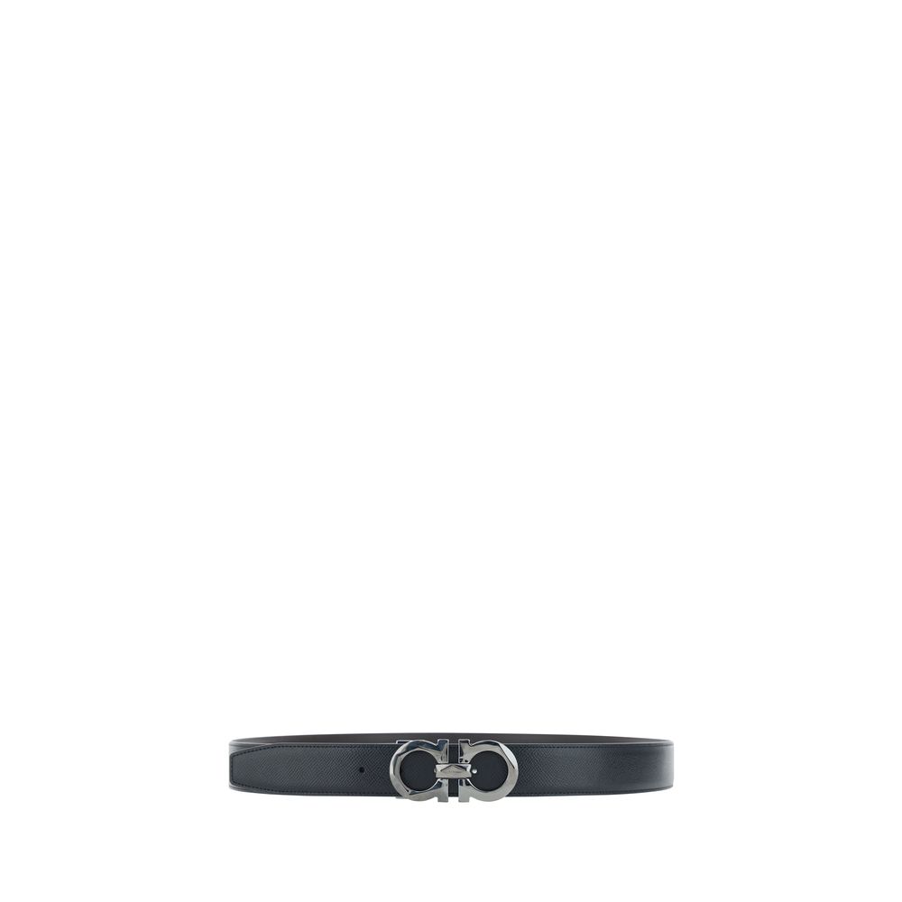 Ferragamo Black Calf Leather Bos Taurus Regular Belt