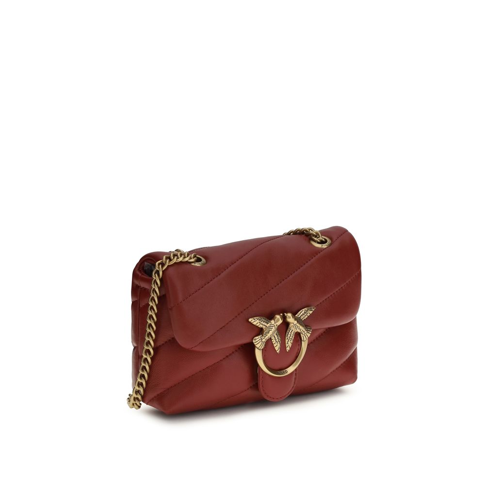 PINKO Bordeaux Calf Leather Bos Taurus Shoulder Bag