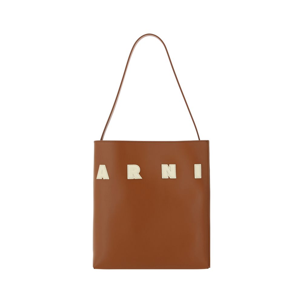 Marni Brown Calf Leather Bos Taurus Shoulder Bag