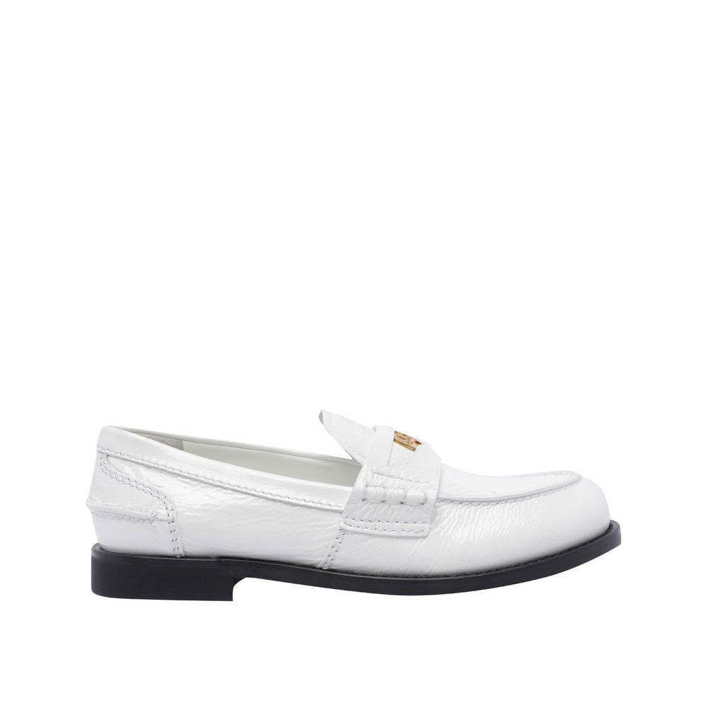 Miu Miu White Leather Slip-On Loafers
