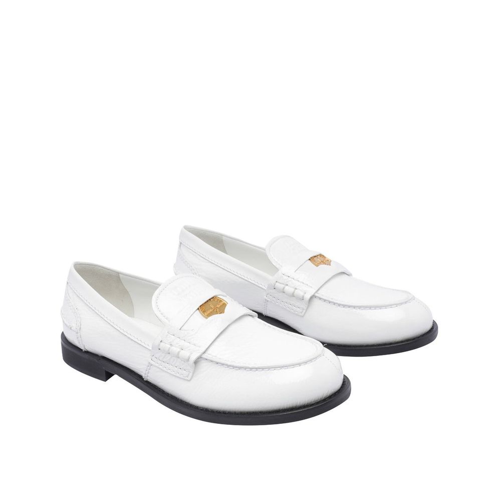 Miu Miu White Leather Slip-On Loafers