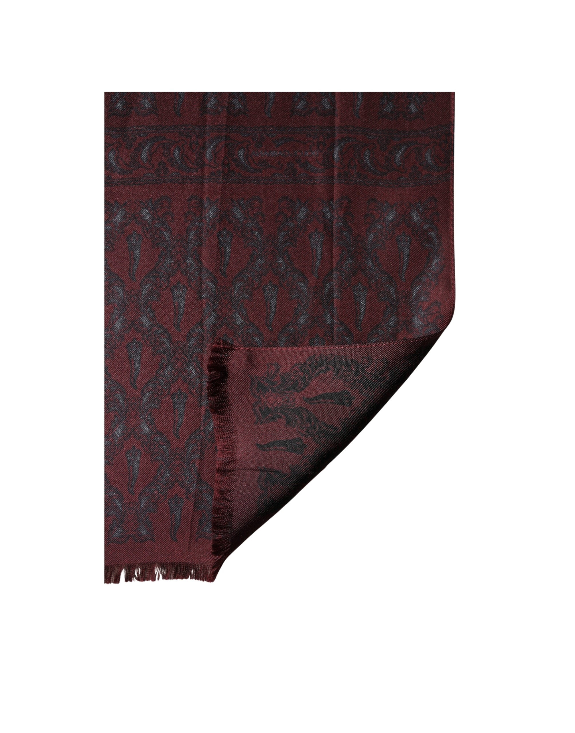 Dolce & Gabbana Burgund Schwarz Seiden Foulard Paisley Schal 135 cm x 22 cm