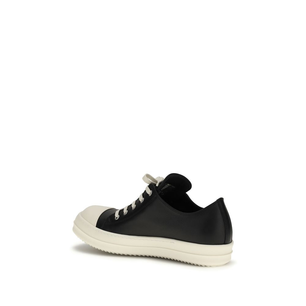 Rick Owens Black Calf Leather Bos Taurus Low Top Sneakers