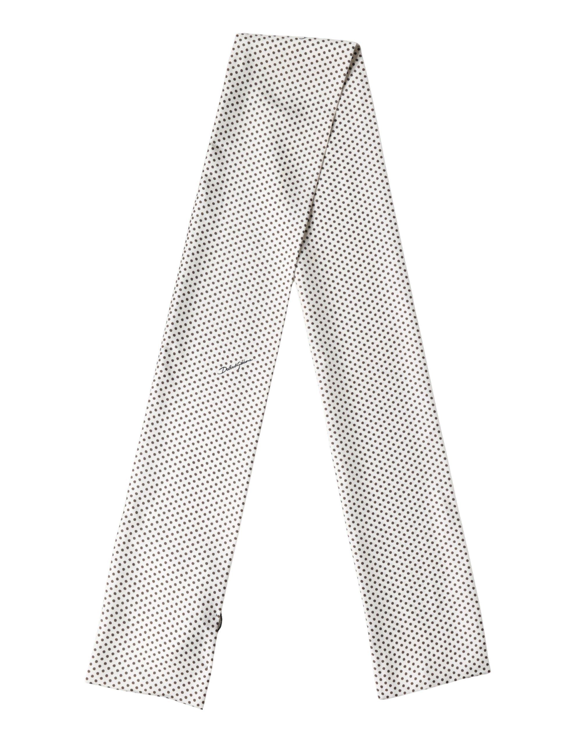Dolce & Gabbana White Brown Polka Dot Silk Bandeau Neck Wrap 151cm x 13cm  Scarf