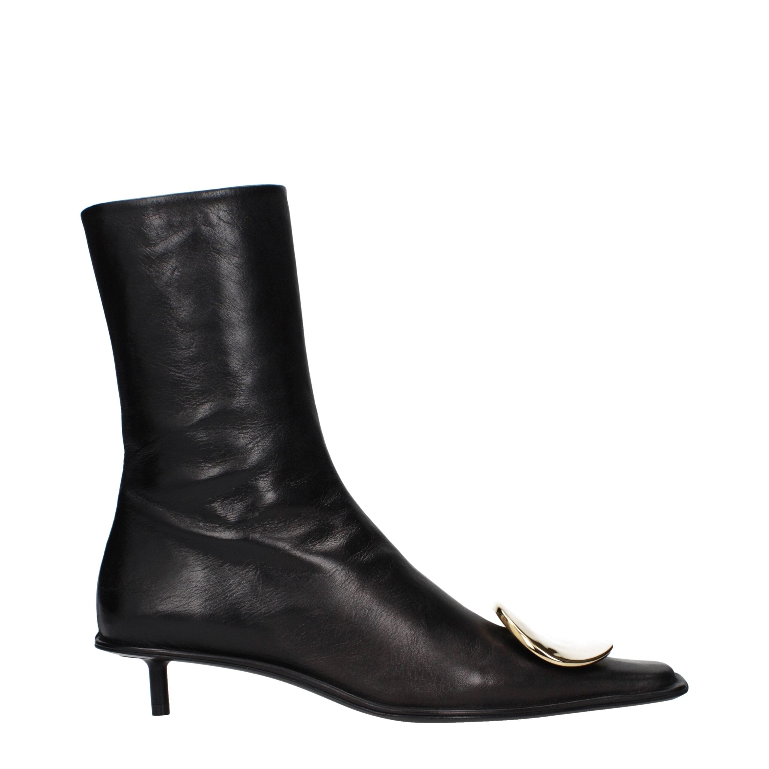 Jil Sander Black Leather Ankle Boots