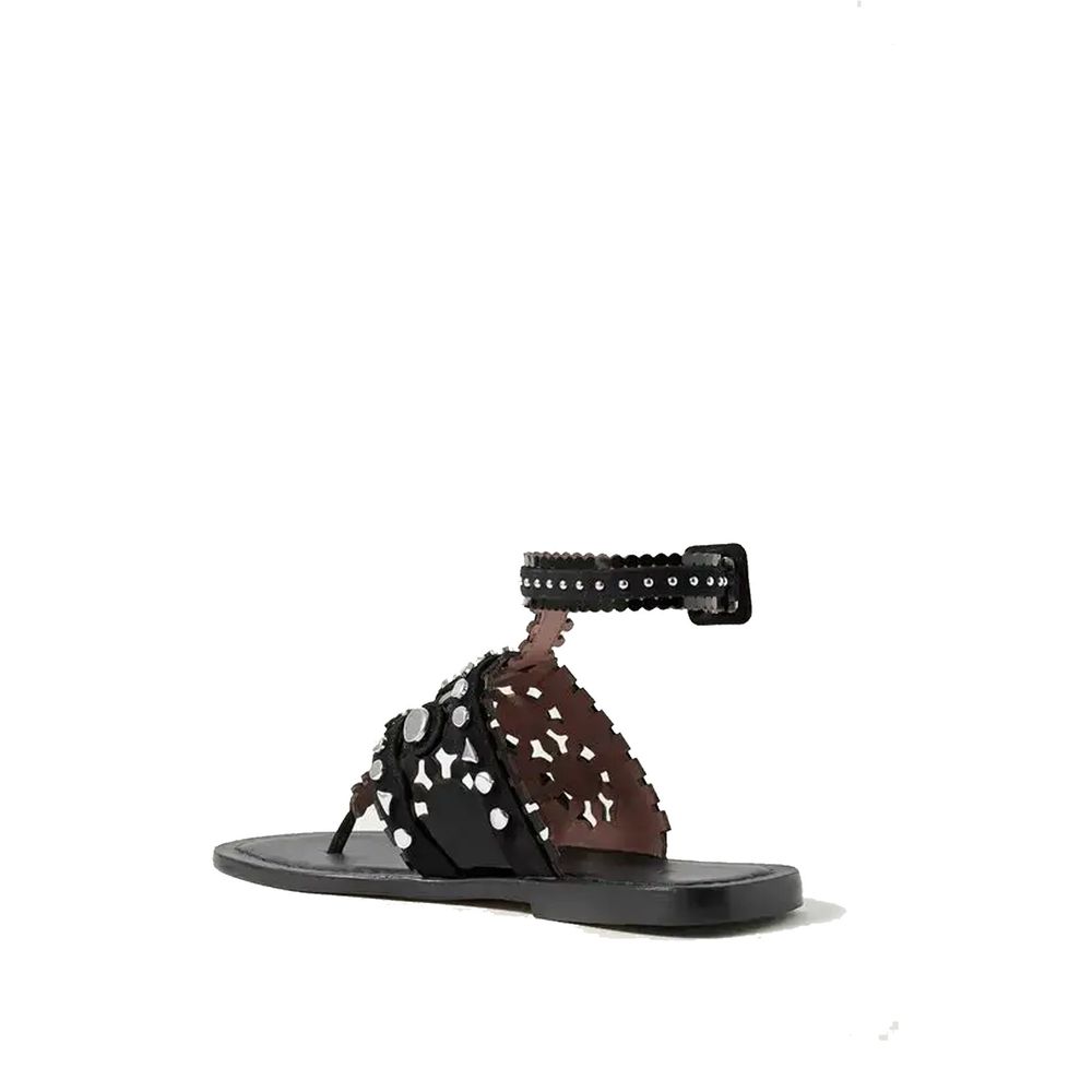 Alaïa Black Leather Flat Sandals