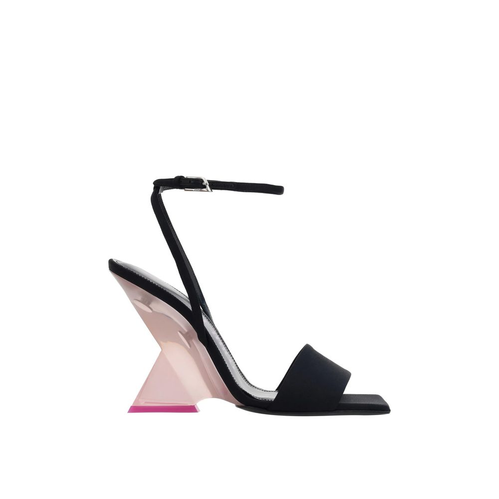 The Attico Black Leather Platform Sandals