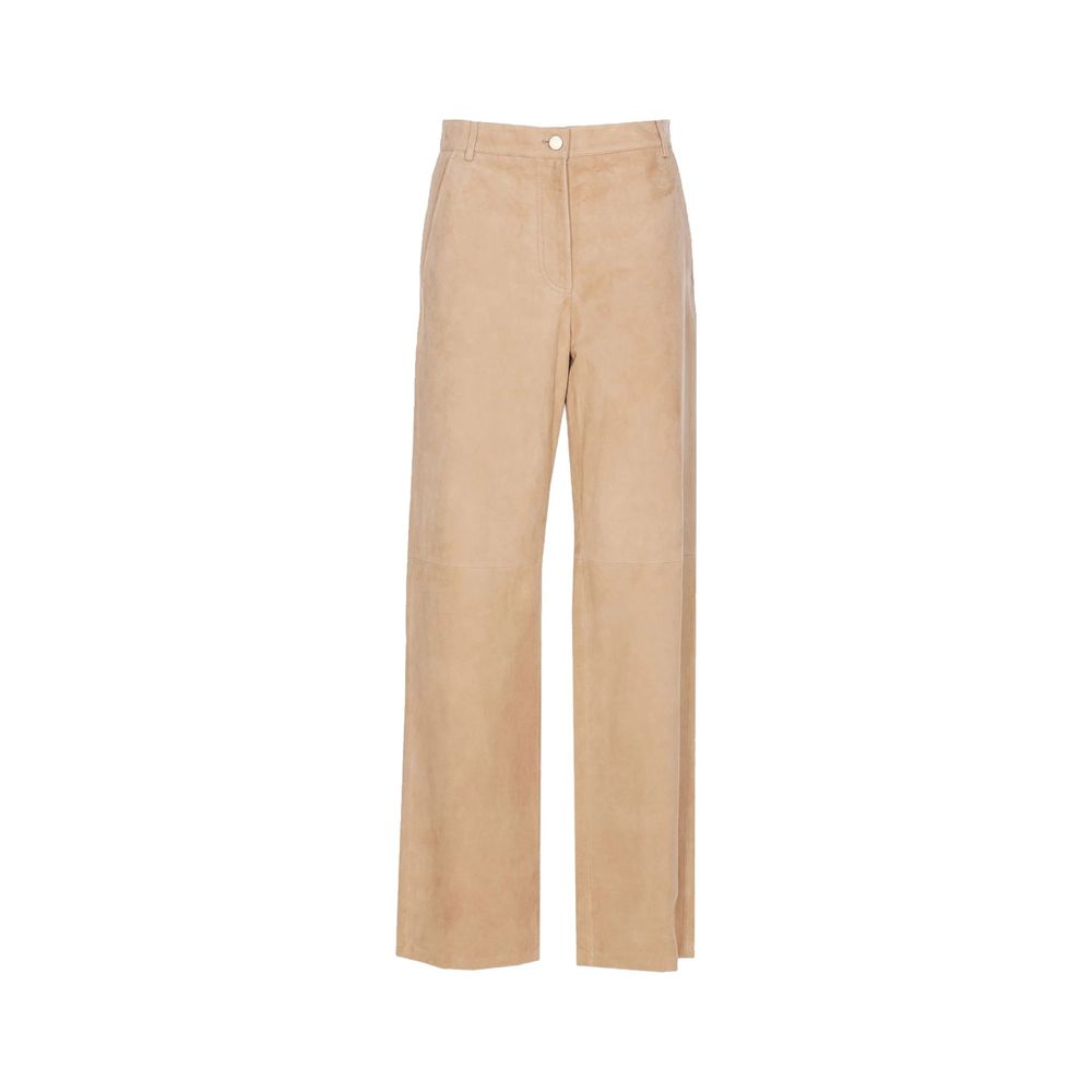 Max Mara Beige Leather Casual Pants