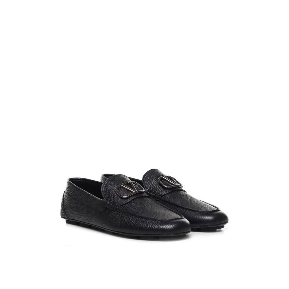 Valentino Garavani Black Leather Slip-On Loafers