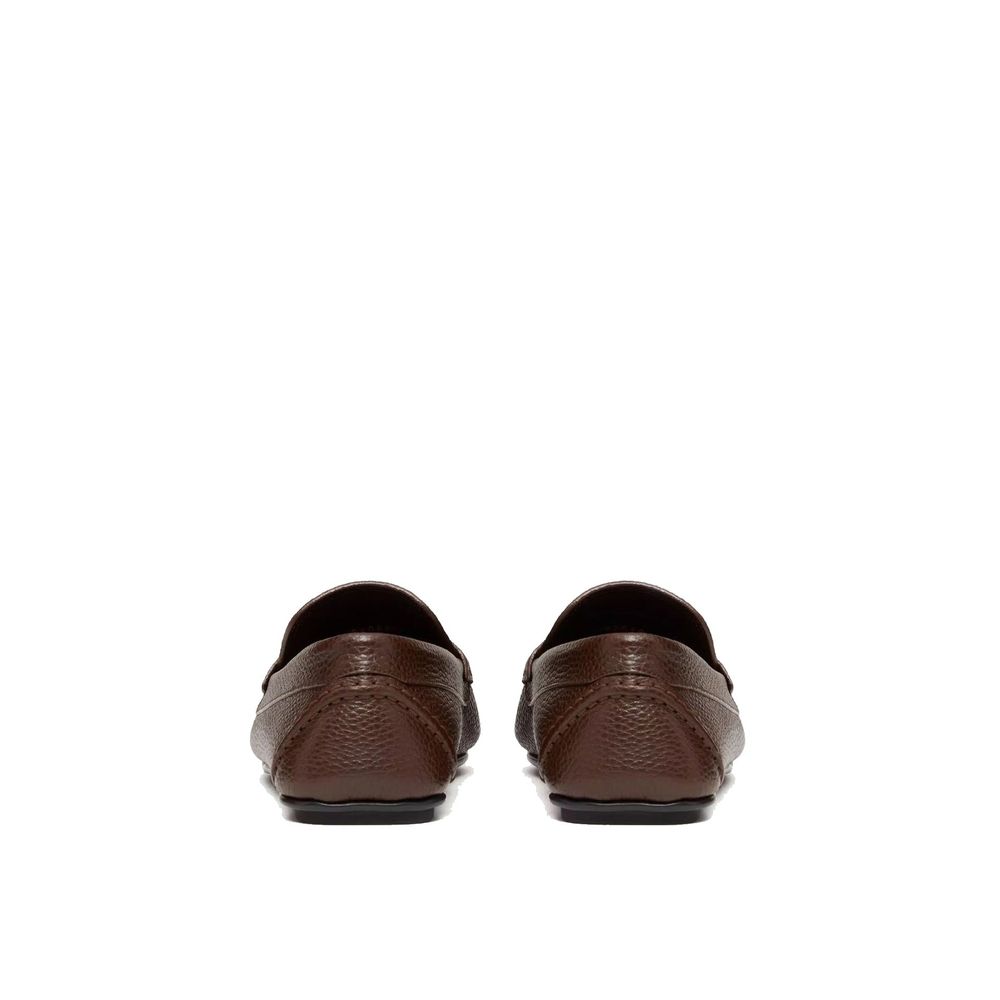 Valentino Garavani Brown Leather Slip-On Loafers