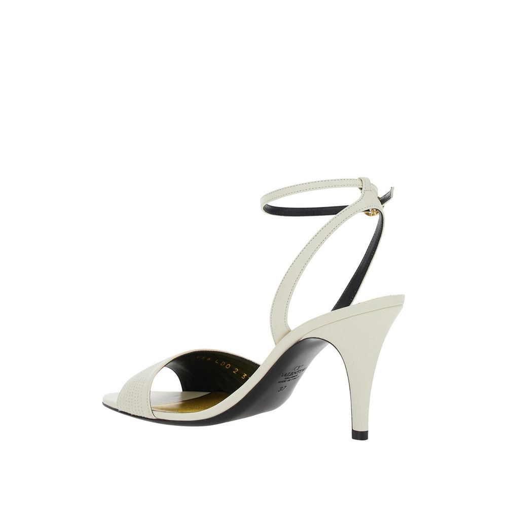 Valentino Garavani White Leather Stiletto Heel Sandals