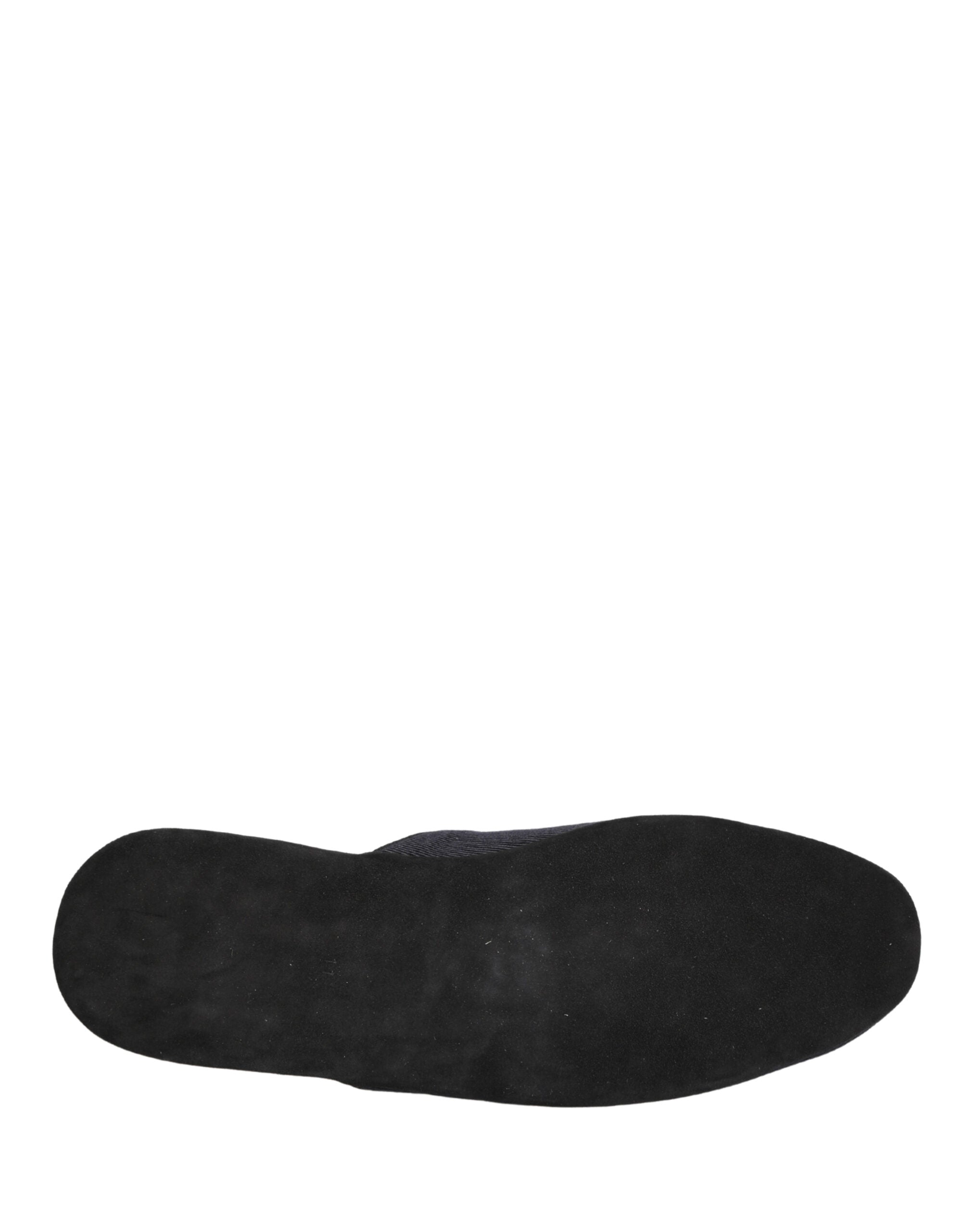 Dolce & Gabbana Dark Navy Wool Cotton Red Chevron Slippers Shoes