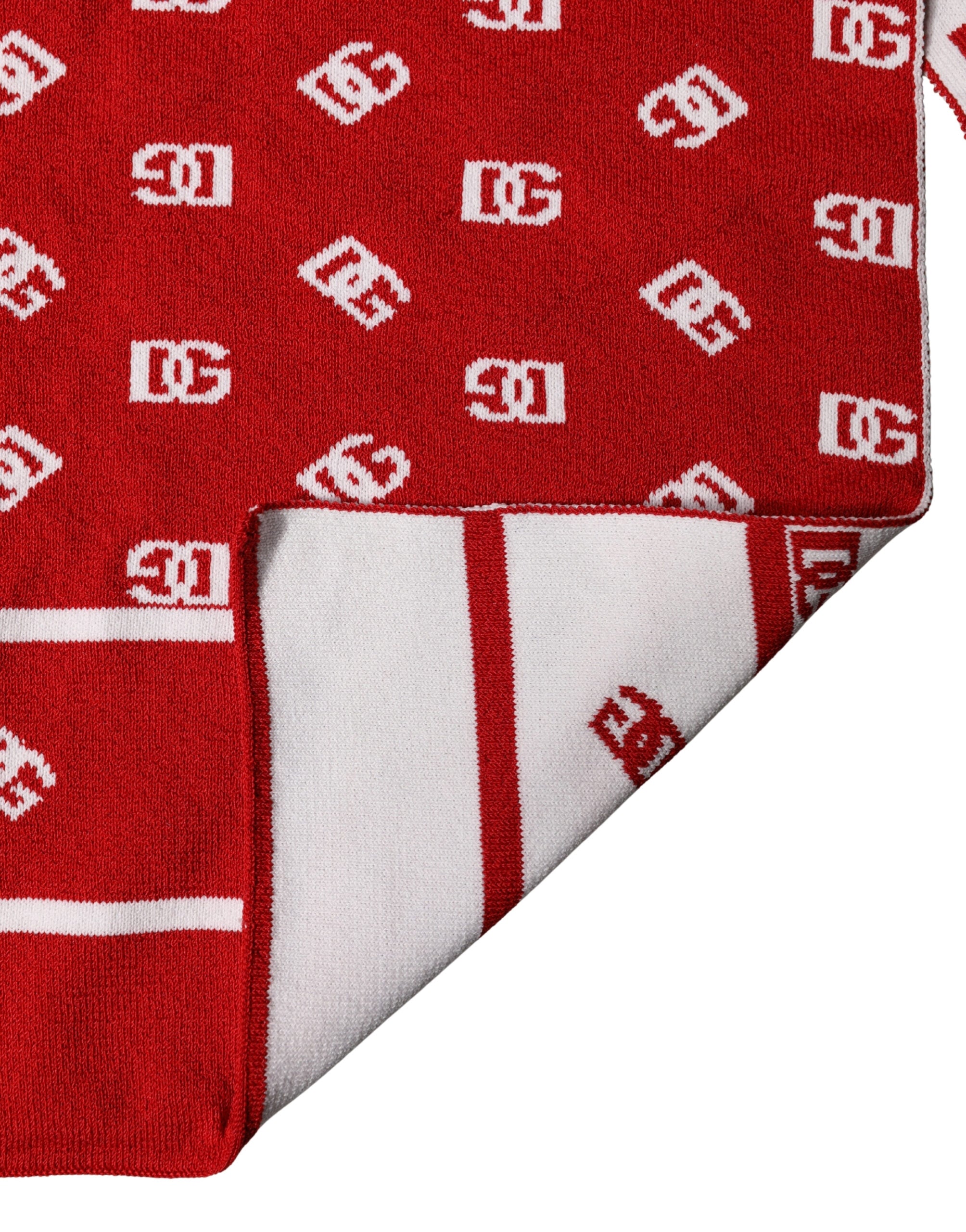 Dolce & Gabbana Rot Weiß Logo-Print Foulard 201cm x 40.5cm Herren Schal