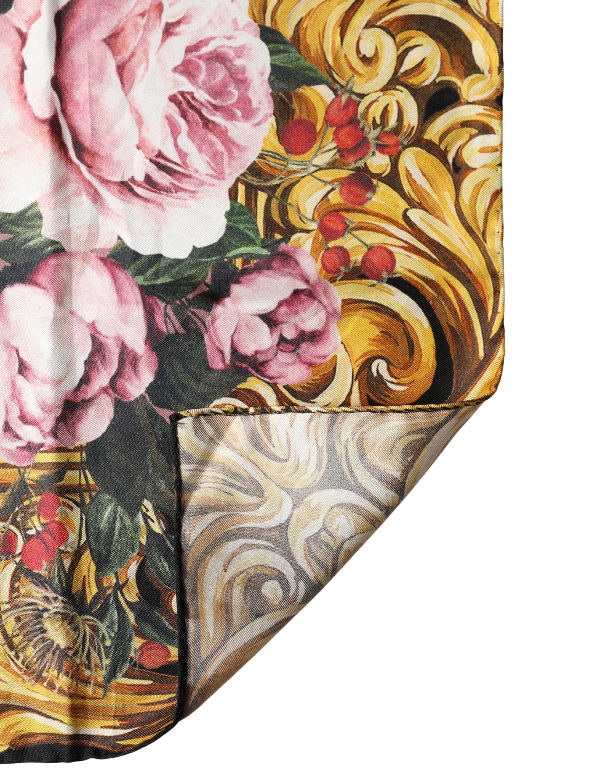 Dolce & Gabbana Multicolor Floral Silk Square Foulard 63cm x 61cm Scarf