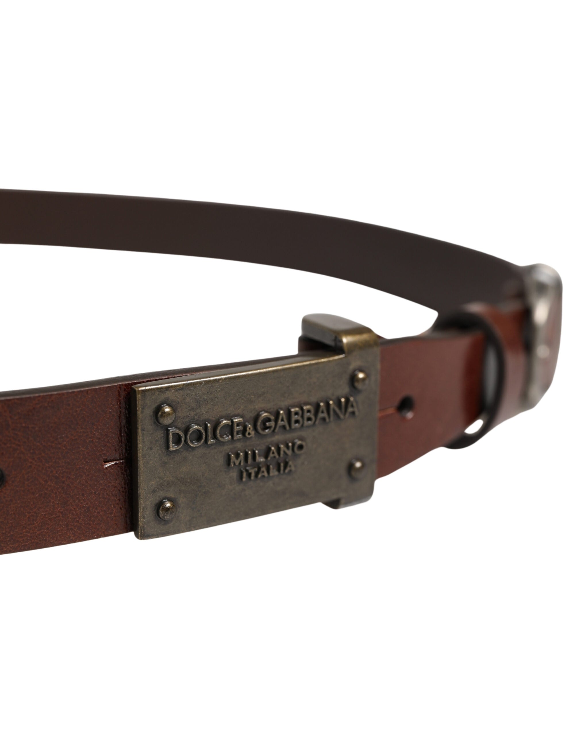 Dolce & Gabbana Brauner Ledergürtel mit Logo-Metallschnalle für Herren