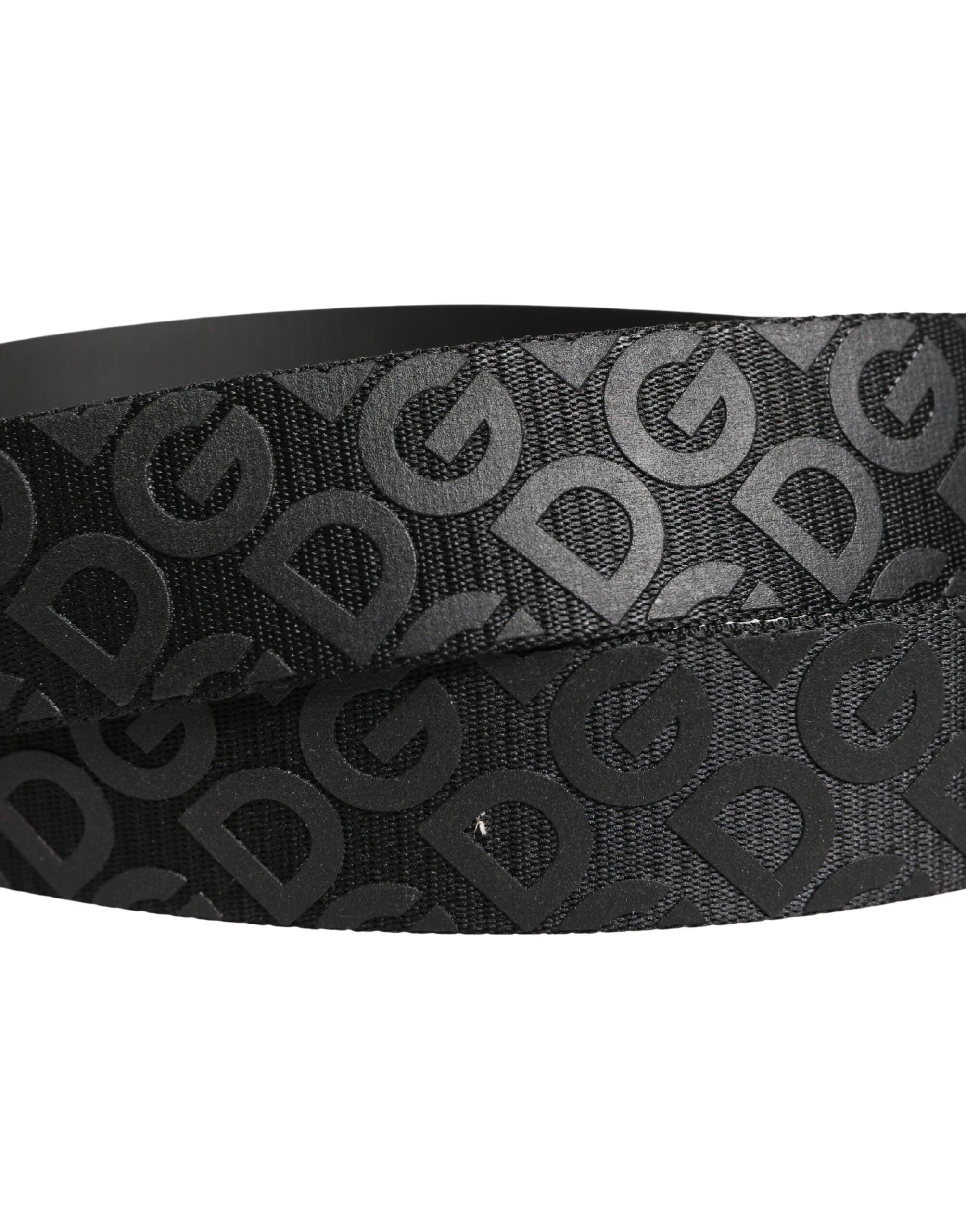 Dolce & Gabbana Black Logo Monogram Silver Metal Buckle Belt