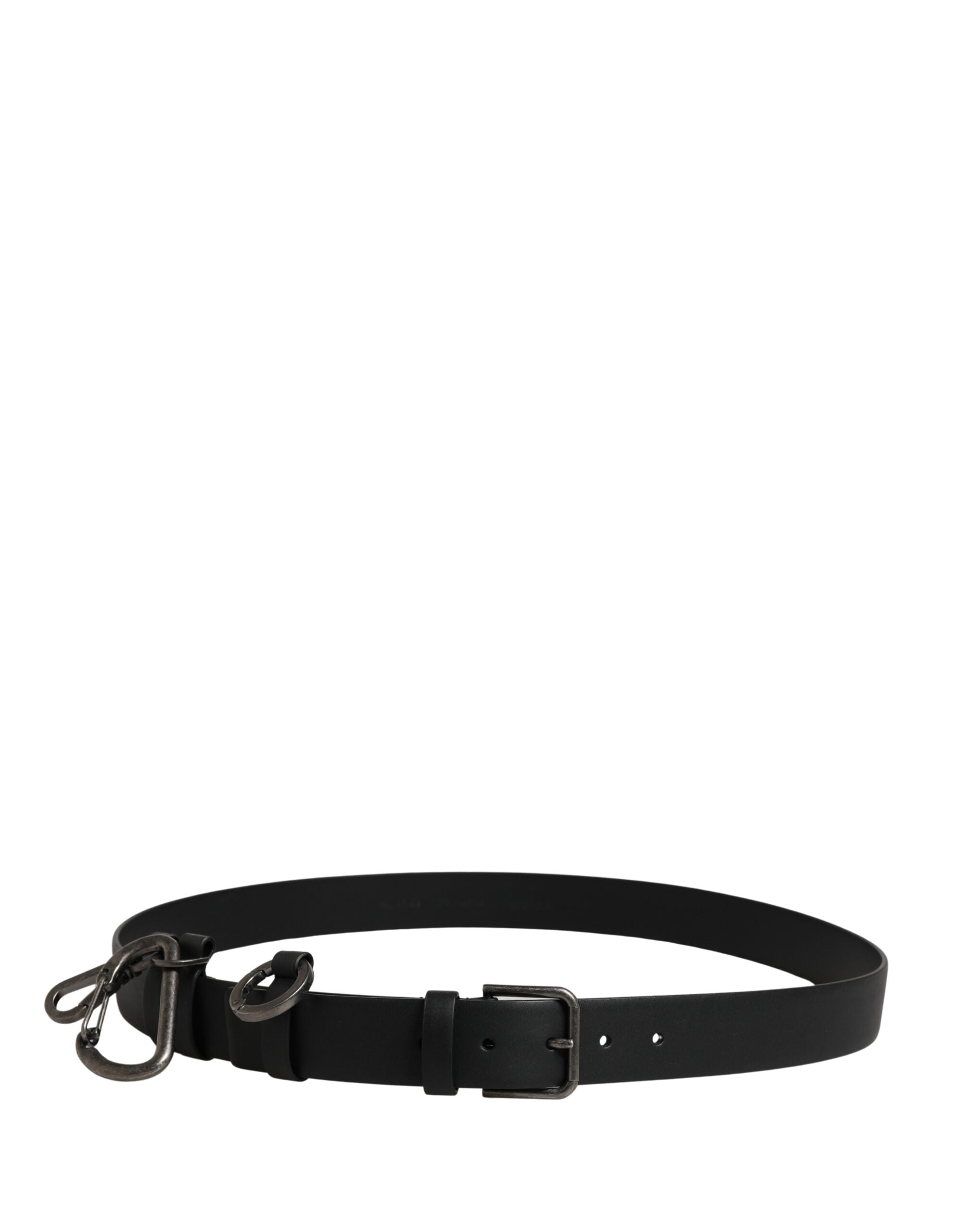 Ceinture Dolce & Gabbana en Cuir de Veau Noir avec Boucle en Métal Argenté