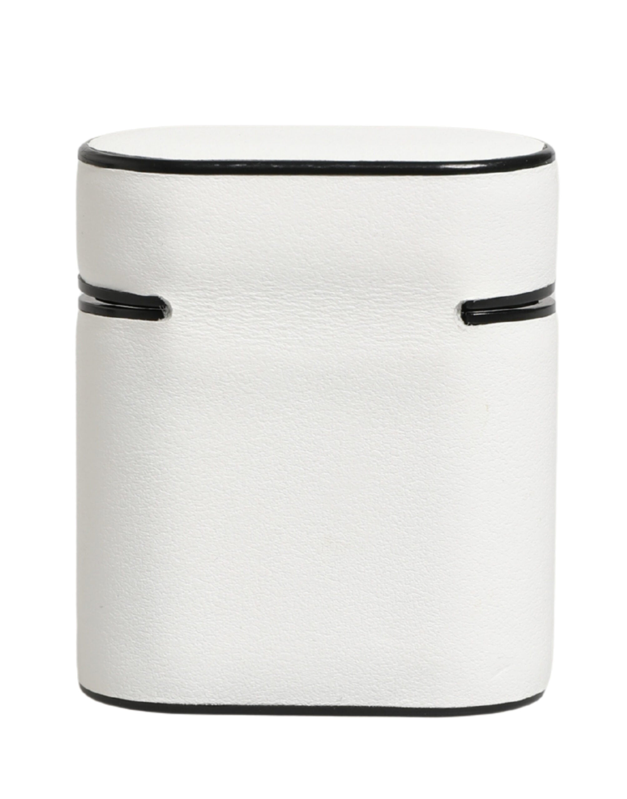 Dolce & Gabbana White Calf Leather Logo Print Flip Holder  Airpods Case