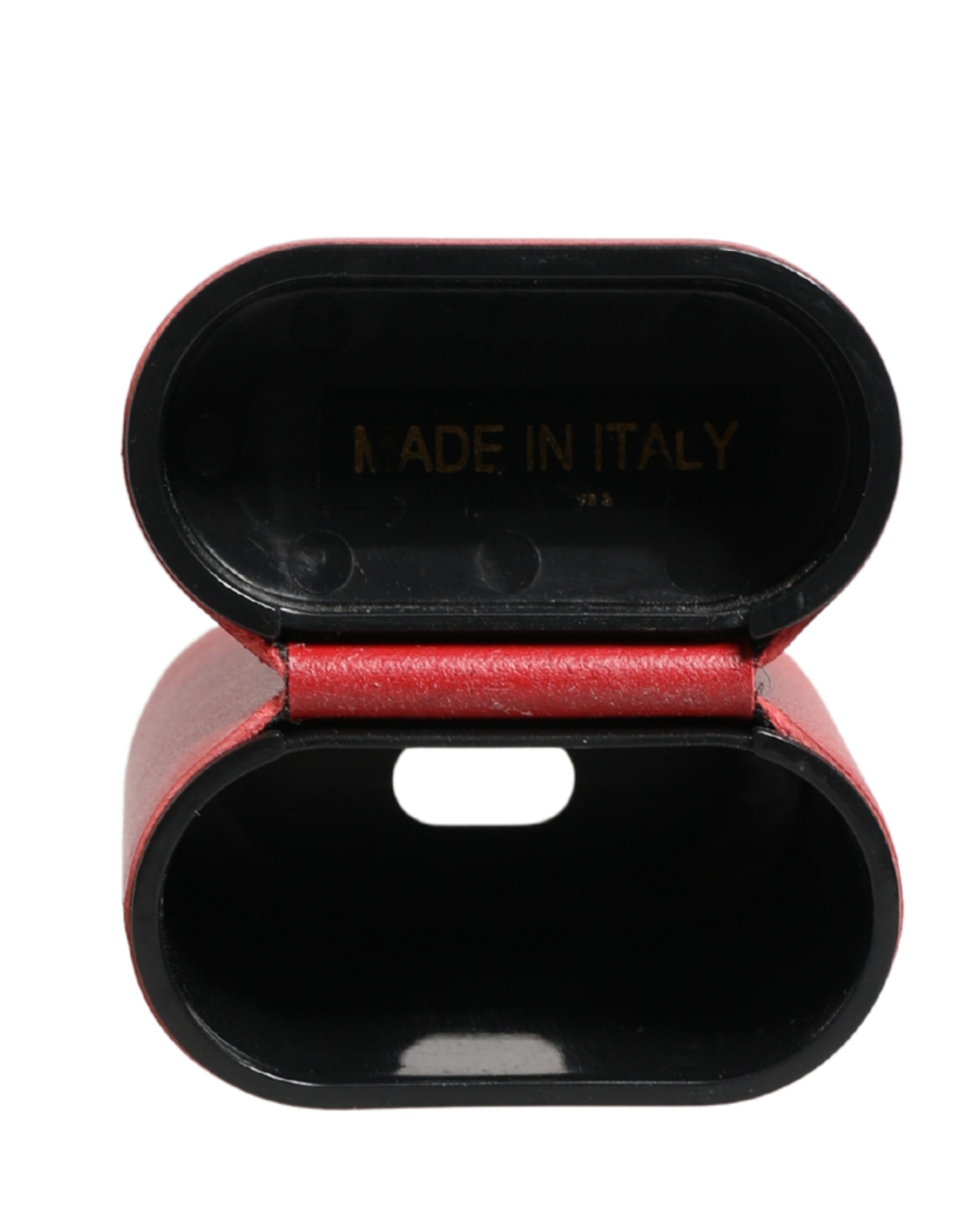 Dolce & Gabbana Red Calf Leather Logo Print Flip Holder Airpods Case