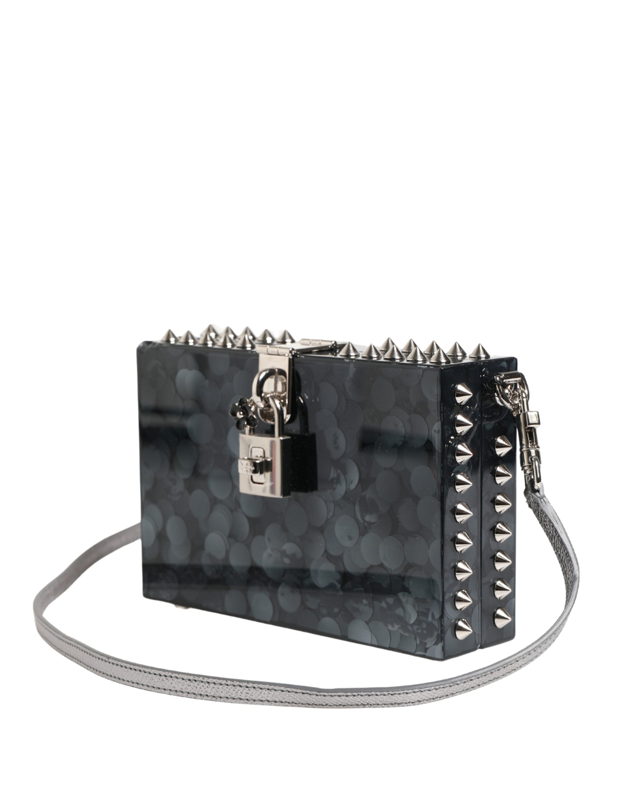 Dolce & Gabbana Black Acrylic Plexiglass Studded DOLCE BOX Clutch Bag