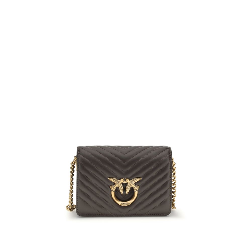 PINKO Brown Calf Leather Bos Taurus Shoulder Bag