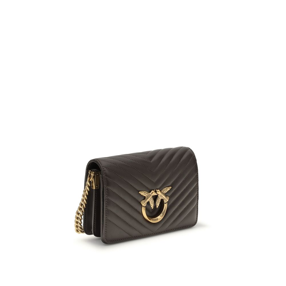 PINKO Brown Calf Leather Bos Taurus Shoulder Bag