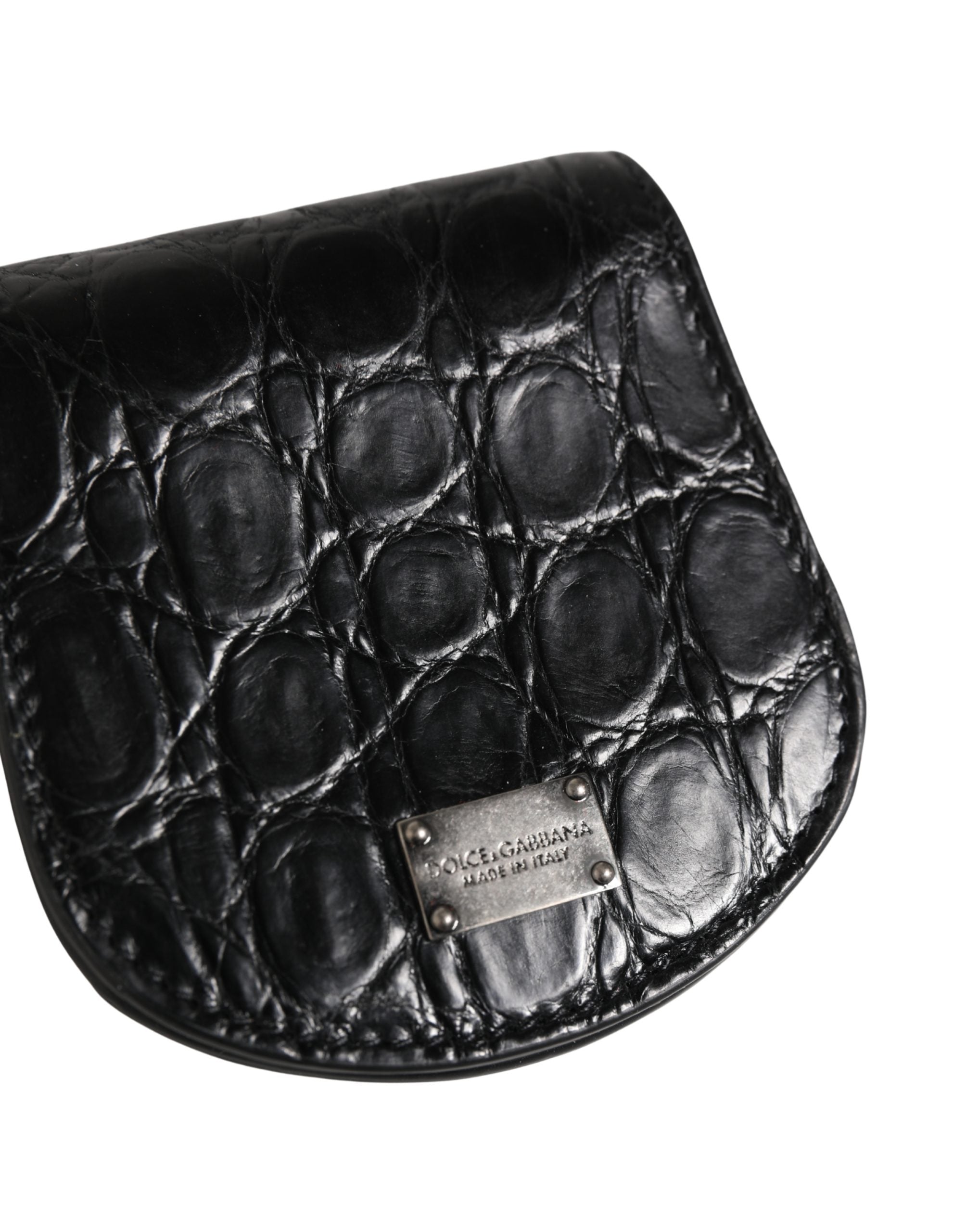 Dolce & Gabbana Schwarze Geldbörse aus exotischem Leder für Kondome