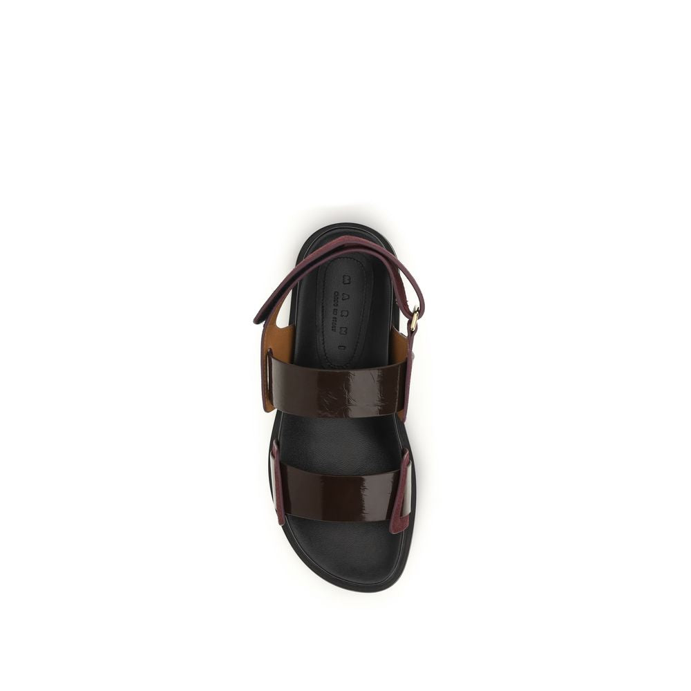 Marni Black Calf Leather Bos Taurus Strap-On Sandals
