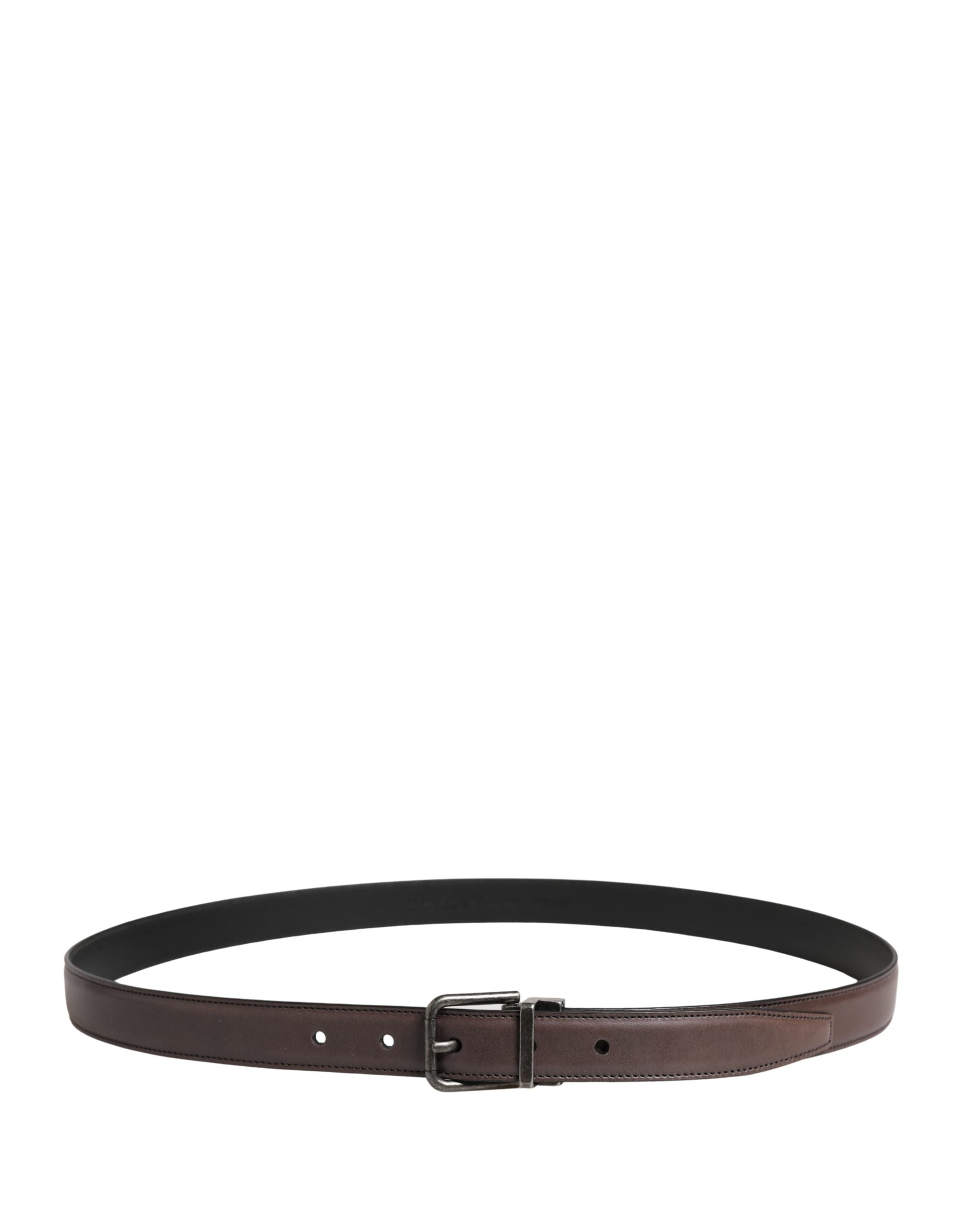 Dolce & Gabbana Ceinture Homme Classique en Cuir Marron à Boucle Métallique