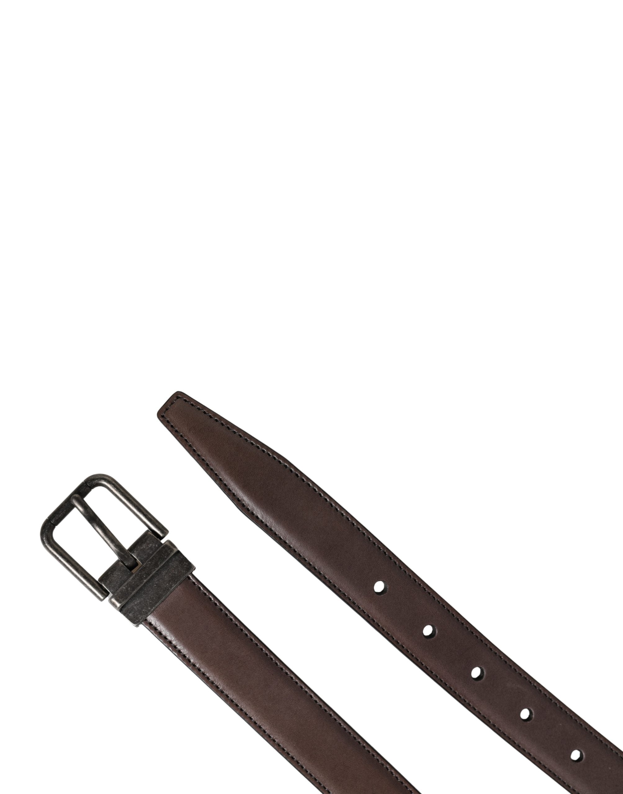 Dolce & Gabbana Ceinture Homme Classique en Cuir Marron à Boucle Métallique