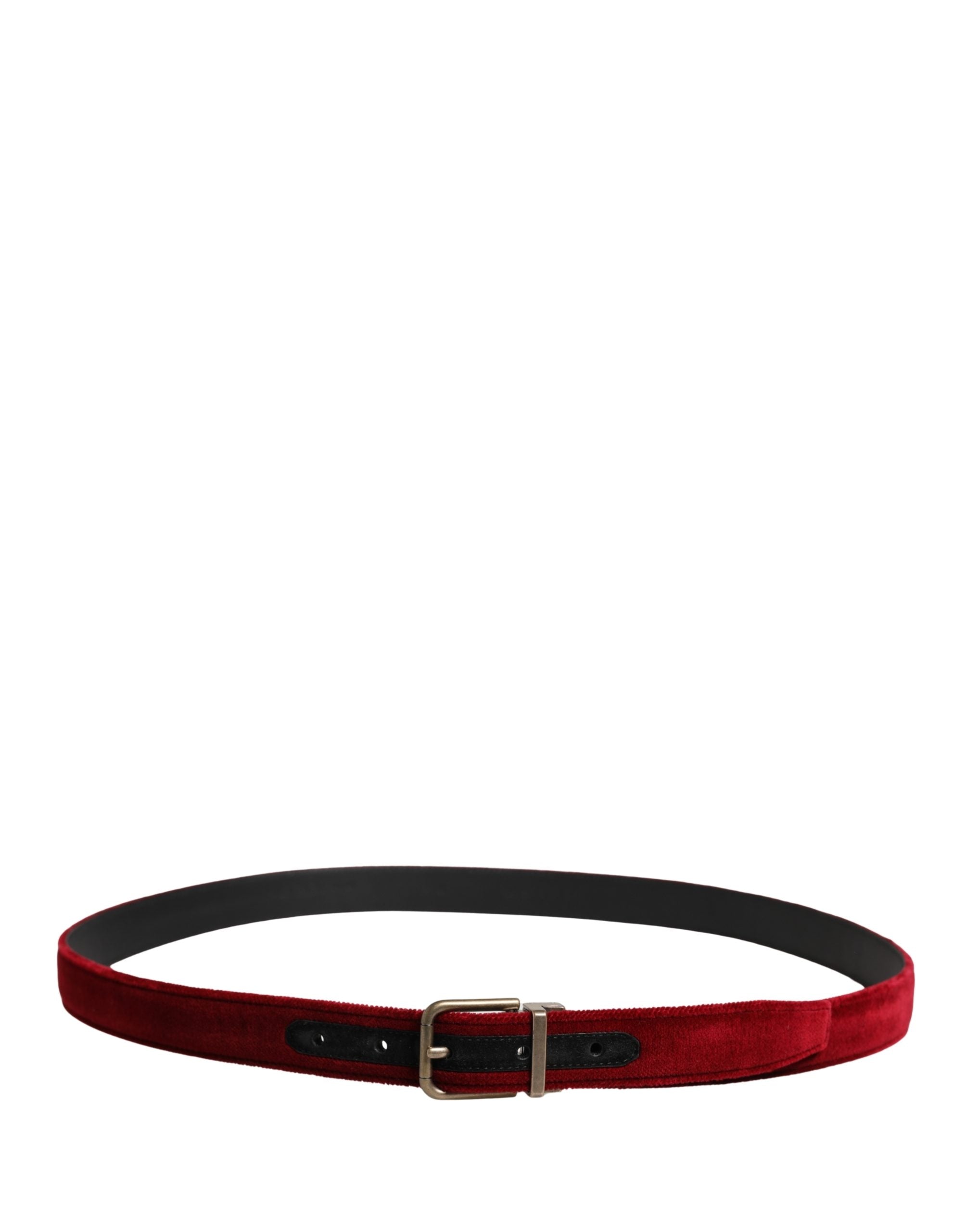 Dolce & Gabbana Herren Gürtel aus burgunderrotem Samt und Baumwolle mit Metallschnalle