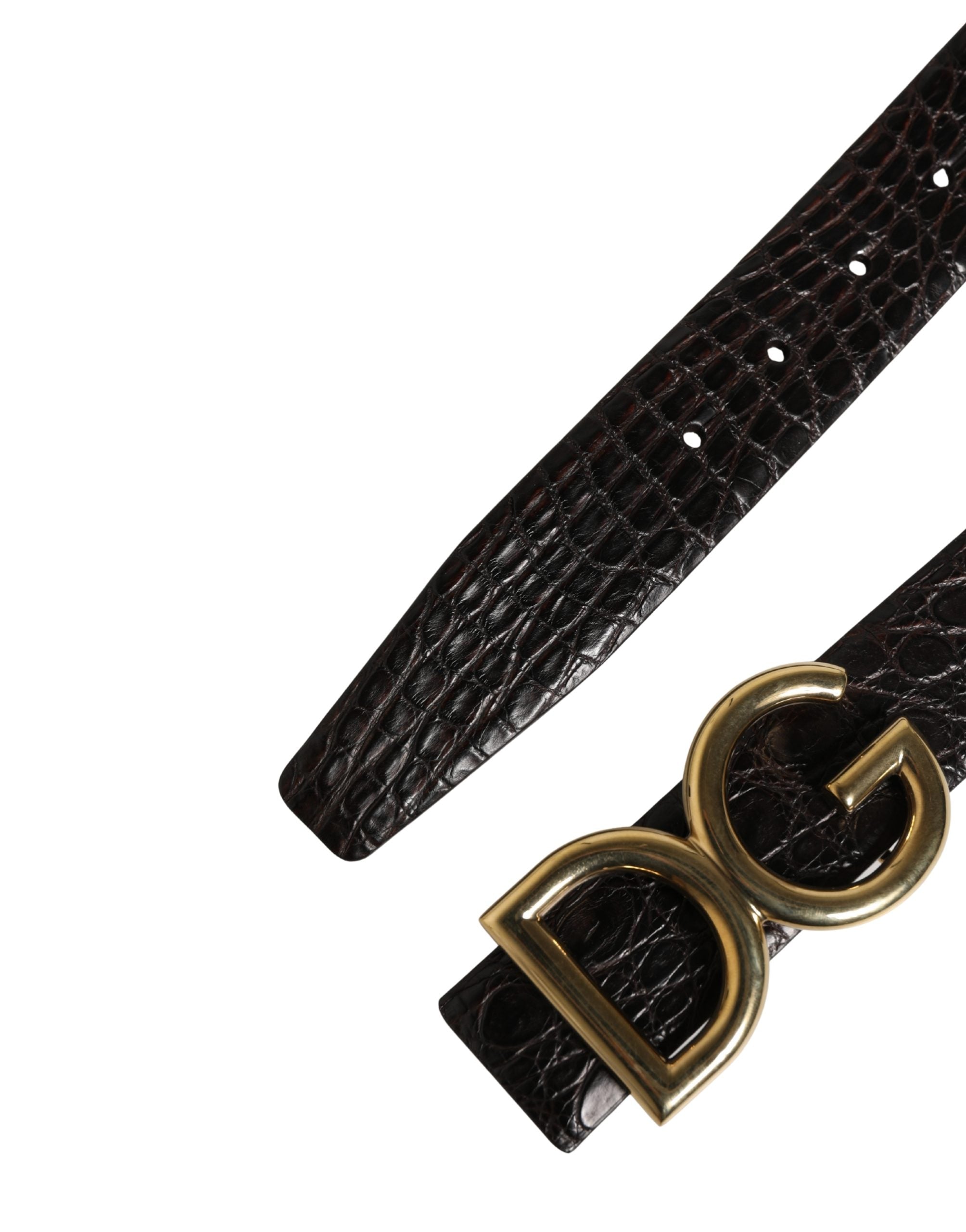 Dolce & Gabbana Herren Gürtel Schwarzes Exotisches Leder Logoschnalle