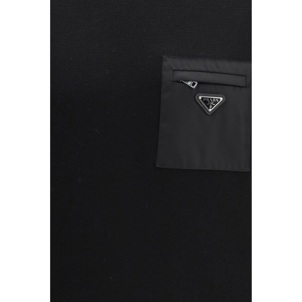 Prada Black Fleece Wool Sweatshirt